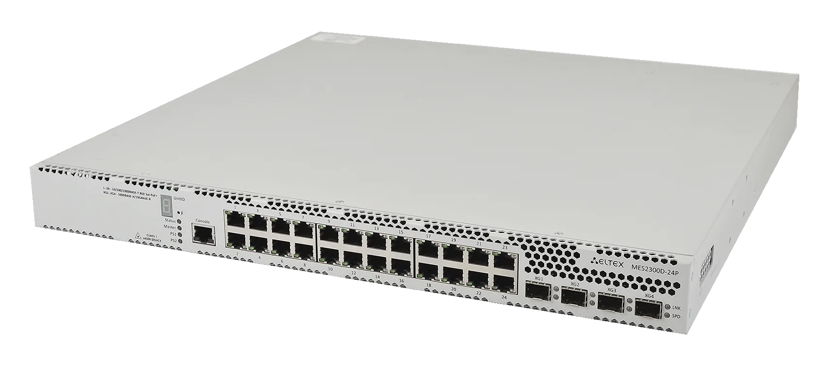 Ethernet-коммутатор MES2300-24P, 24xPoE/PoE+ (1G) + 4x1G/10G SFP+, L3, 220V AC